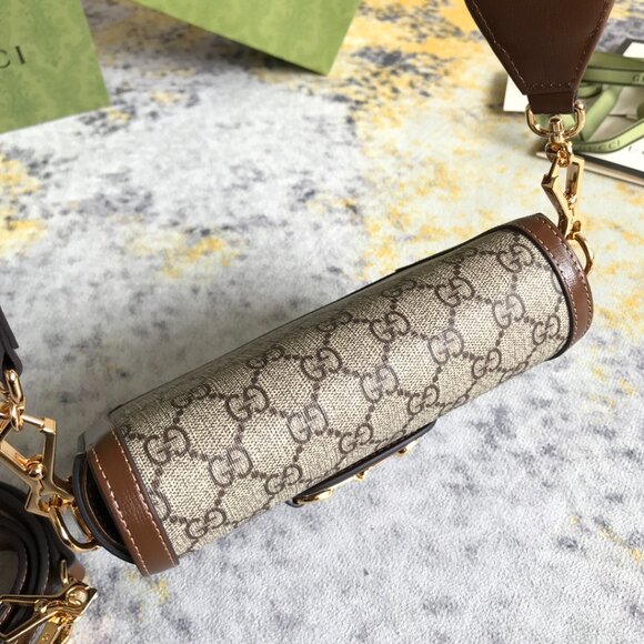 Gucci Horsebit 1955 GG Shoulder Bag Small Beige/Brown - Picture 7 of 9